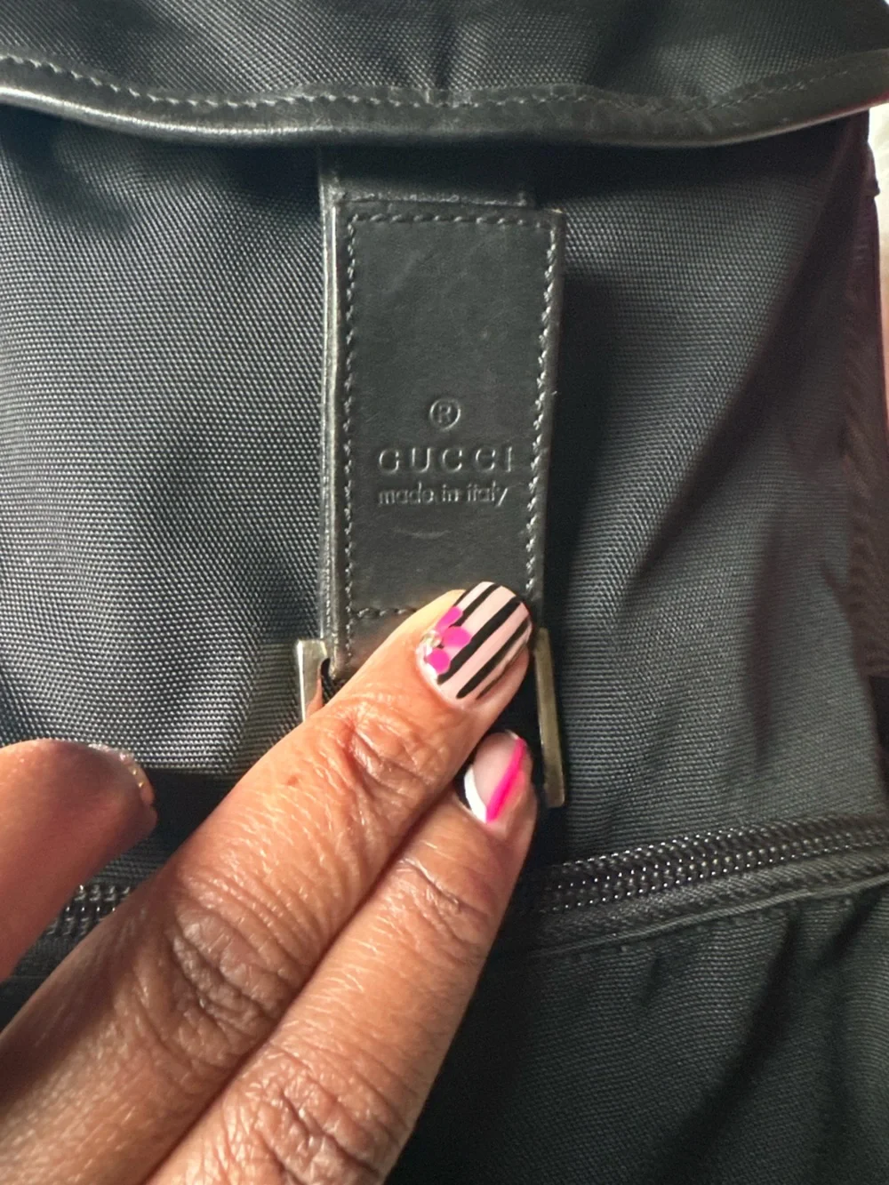 Vintage Gucci Black Nylon Leather Backpack